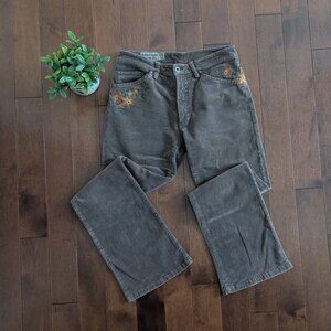 MARLBORO FLOWER DETAIL VINTAGE LOW RISE CORDUROY PANTS